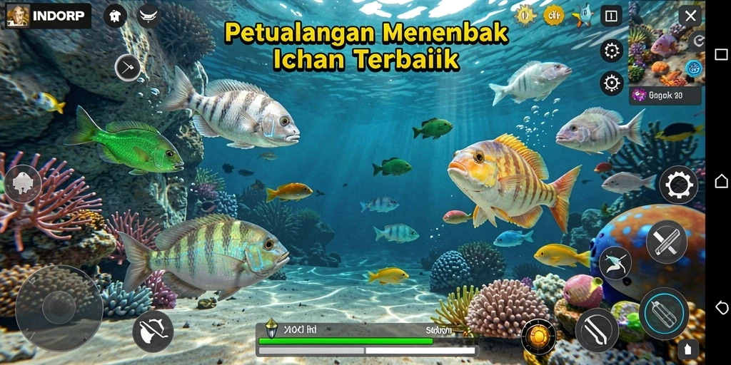 Screenshot gameplay menampilkan aksi menembak ikan di INDORP yang seru.