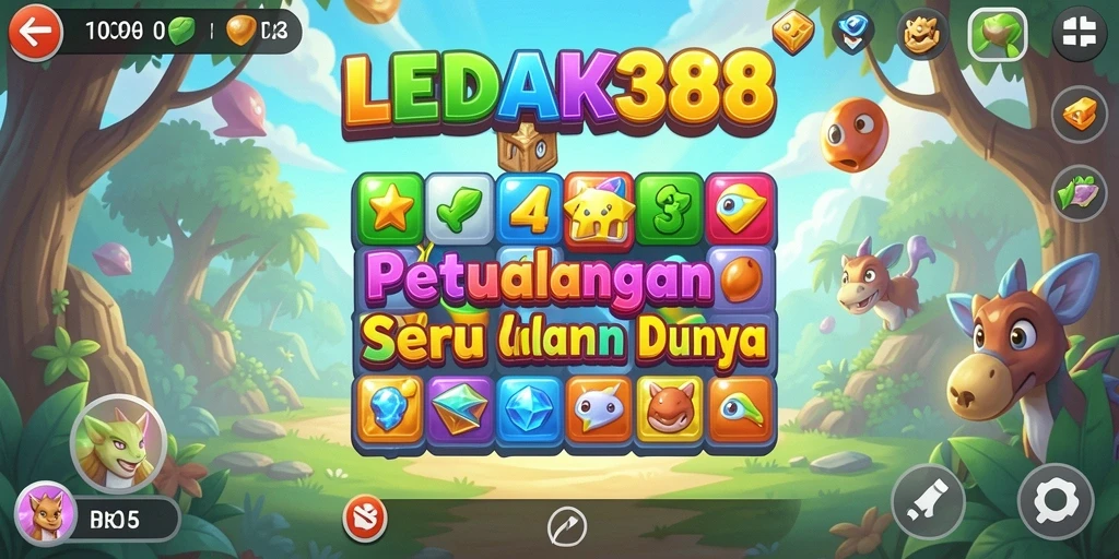 Tampilan gameplay seru dalam LEDAK388 Match-3.