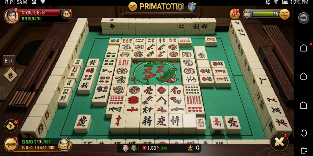 Screenshot permainan PRIMATOTO menampilkan suasana seru saat menyelesaikan teka-teki Mahjong.