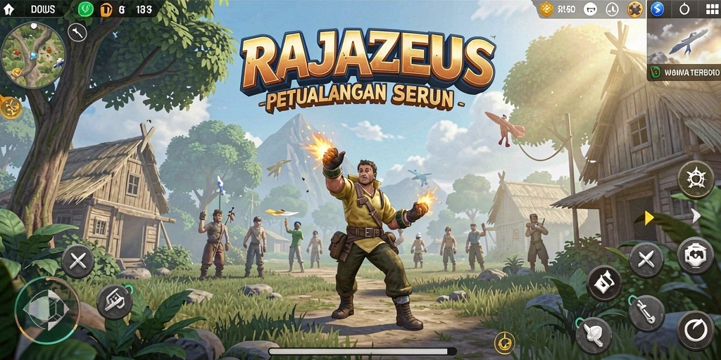 Gameplay seru dalam dunia terbuka RAJAZEUS yang menampilkan petualangan yang mendebarkan.