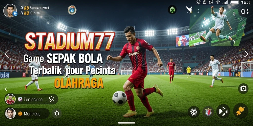 Tampilan gameplay seru dalam STADIUM77 dengan aksi sepak bola yang menegangkan.