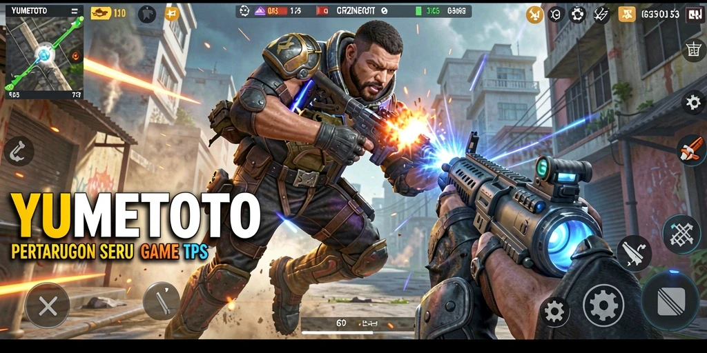 Visualisasi gameplay seru dalam YUMETOTO di arena pertempuran.